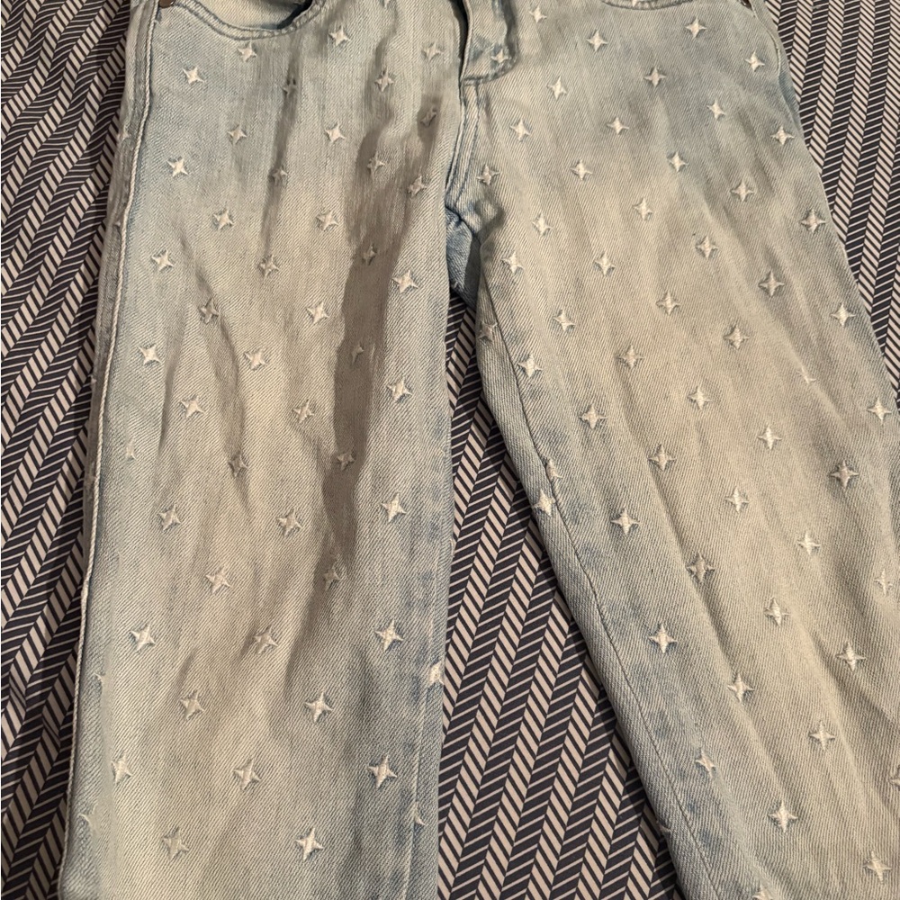 Light Blue Star-Patterned Women's Jeans